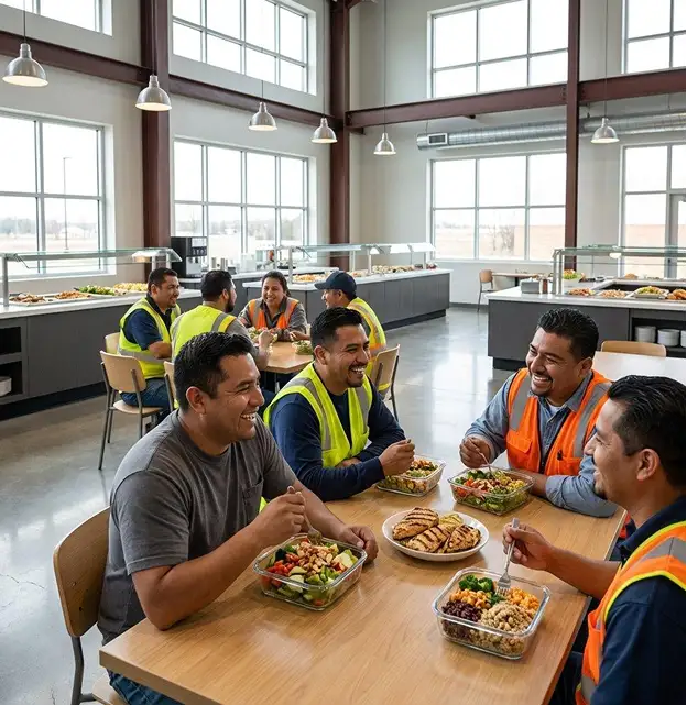 Empleados disfrutando su comida